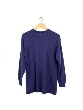 Vintage 90’s Purple Textured Floral Diamond Knit Sweater Retro Grandma